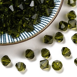 Abalorios de cristal checas, facetados, bicono, oliva, 6 mm de diámetro, agujero: 0.8 mm, 144 unidades / bruto