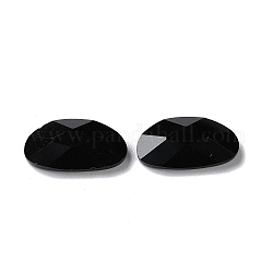 Cabochons di vetro, sfaccettato, ovale, nero, 10x18x4.5mm