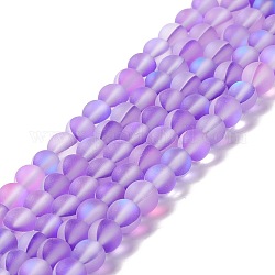 Synthetische Mondstein Perlen Stränge, matt, Runde, blau violett, 6 mm, Bohrung: 1 mm, ca. 60~64 Stk. / Strang, 14.76''~15.55'' (37.5~39.5 cm)