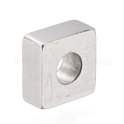 Abalorios de 304 acero inoxidable, cuadrado, color acero inoxidable, 7x7x3mm, agujero: 3 mm