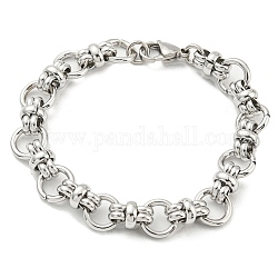 304 Stainless Steel Ring Link Chain Bracelet, Stainless Steel Color, 8 inch(20.3cm)