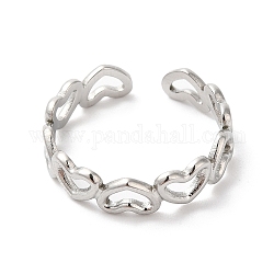 304 открытое кольцо-манжета из нержавеющей стали с полым сердцем для женщин, цвет нержавеющей стали, внутренний диаметр: 18 мм