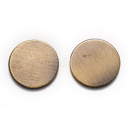 Латунные кабошоны, плоско-круглые, неразрушенное / без отверстия, щеткой античная бронза, 25x0.8 мм