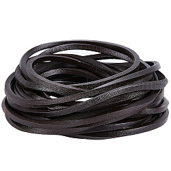 GORGECRAFT 5.5 Yards Coconut Brown Flat Leather Strap 5.5mm Wide Genuine Leather Cord 4mm Thick Cowhide Leather String Glossy Braiding Beading Threads for Diy Crafts Necklace Bracelet Jewellery