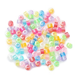 Perles en plastique, colonne plaquée couleur ab, couleur mixte, 8.5x6mm, Trou: 3.7mm, environ 1800 pcs/500 g