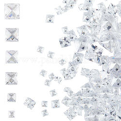 HOBBIESAY 200pcs 6 Size Square Cubic Zirconia Cabochons Loose CZ Stones Faceted Cabochons Flatback Crystal Rhinestone Diamante Gems for Earring Bracelet Pendants DIY Jewelry Making