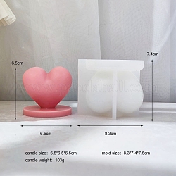 Herz DIY Lebensmittelqualität 3D Silikonformen, Kerzenformen, für die DIY-Aromatherapie-Kerzenherstellung, weiß, 8.3x7.5x7.4 cm