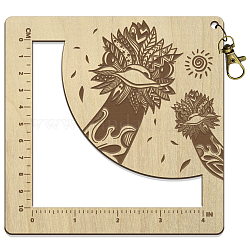 Regla de ganchillo con marco cuadrado de madera, calibre de la aguja de tejer, avestruz, 13x13x0.5 cm