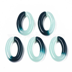 Anelli di collegamento in acrilico opaco bicolore, connettori a collegamento rapido, per la fabbricazione di catene di cordoli per gioielli, anello ovale, blu di Prussia, 29.5x19.5x5mm, diametro interno: 18x8mm