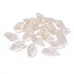 Colgantes de cristal esmerilado, con lámina de oro, Petaline, blanco, 22x12x5mm, agujero: 1 mm