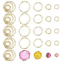 Chgcraft 32pcs 4 anneaux de liaison en alliage de style, Plaqué longue durée, anneau rond torsadé, or clair, 17~40x16~43x2~2.7mm, diamètre intérieur: 12.8~36x12~36.5 mm, 8 pièces / style