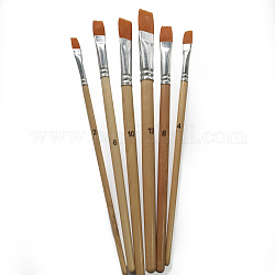 Juego de pinceles para pintar madera, con tubo de aluminio y pelo de nylon, para manualidades de pintura de acuarela al óleo diy, arena marrón, 18.1~20.8x0.7~1 cm, 6 PC / sistema