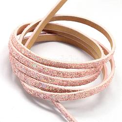 Kunstlederschnüre mit Pailletten Perlen, rosa, 5x2 mm, ca. 1.31 Yard (1.2m)/Strang