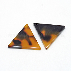 Colgantes de acetato de celulosa (resina), patrón de carey, triángulo, vara de oro, 30x34x2.5mm, agujero: 1.5 mm