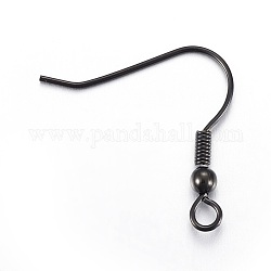 Boucle d'oreille en acier inoxydable crochets, avec boucle horizontale, électrophorèse noir, 20.5x21mm, Trou: 2.5mm, pin: 0.6 mm