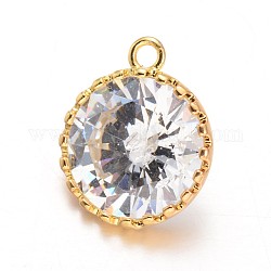 Laiton diamant pendentifs en zircone cubique, or, 16x14x7mm, Trou: 1mm