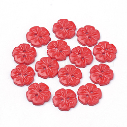 2-Loch-Acryl-Tasten, Blume, rot, 15x2.5 mm, Bohrung: 1.5 mm