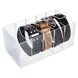 5 estante de almacenamiento de cinturón de acrílico de rejillas, Soporte organizador de almacenamiento de cinturón rectangular para corbata de armario, corbata de lazo, Claro, 27.3x14.1x13.5 cm