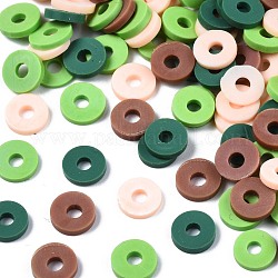Manuell Polymer Ton Perlen, heishi Perlen, für DIY Schmuck Bastelbedarf, Disc / Flachrund, hellgrün, 6x1 mm, Bohrung: 2 mm, ca. 26000 Stk. / 1000 g