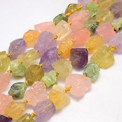 Natural Mixed Gemstone Beads Strands, Nuggets, Mixed Stone, 13~35x8~28mm, Hole: 2mm,  about 15~19pcs/strand, 15.74 inch