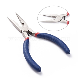 Jewelry Pliers, #50 Steel(High Carbon Steel) Wire Cutter Pliers, Chain Nose Pliers, Serrated Jaw, 135x53mm, Midnight Blue, 135x53mm