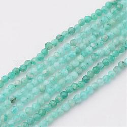 Chapelets de perles en amazonite naturelle, ronde, facette, 2mm, Trou: 0.8mm, Environ 217 pcs/chapelet, 15.75 pouce