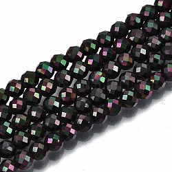 Chapelets de perles en hématite synthétique sans magnétiques, ronde, facette, noir, 4mm, Trou: 1mm, Environ 108 pcs/chapelet, 15.67 pouce ~ 15.91 pouces (39.8 cm ~ 40.4 cm)