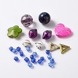 Perles acryliques mixtes pour tuto, couleur mixte, 8~33x8~39x4~24mm, Trou: 1~3mm, environ 120 pcs / 200 g