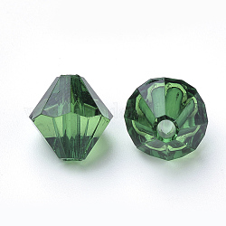 透明なアクリルビーズ  双円錐形  濃い緑  8x7.5mm  穴：2mm  約2640個/500g