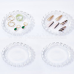 Ahademaker 6 Stück Kerzenhalter aus transparentem Glas, Teelichthalter, Nagelkunst-Palette, flach rund mit Herz, Transparent, 93x13 mm, Innendurchmesser: 73 mm
