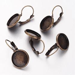 Ottone risultati leverback orecchino, piombo & cadmio & nichel libero, bronzo antico, 25~27x16mm, vassoio: 14mm