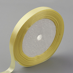 Ruban de satin à face unique, Ruban de polyester, jaune clair, 3/4 pouce (20 mm), environ 25yards / rouleau (22.86m / rouleau), 250yards / groupe (228.6m / groupe), 10 rouleaux / groupe