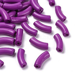 不透明なアクリルビーズ  カーブチューブ  暗紫色  34.5x13x11mm  穴：3.5mm  約155個/500g