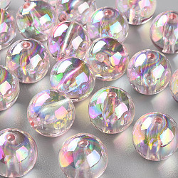 Transparente Acryl Perlen, ab Farbe plattiert, Runde, rosa, 20x19 mm, Bohrung: 3 mm
