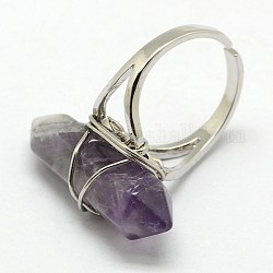 Personalizzati unisex anelli di proiettile della pietra preziosa naturale, con i risultati in ottone placcato platino, ametista, 17mm