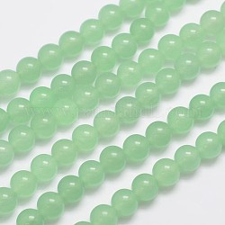 Натуральные и крашеные нити шарик Malaysia нефрита, круглые, светло-зеленый, 8 мм, отверстие : 1.0 мм, около 48 шт / нитка, 15 дюйм