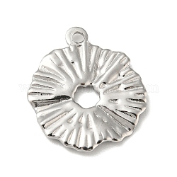 Textured 304 Stainless Steel Pendants, Flower, Hollow, Jewelry Making, for Women, Stainless Steel Color, 21x18x1mm, Hole: 1.8mm