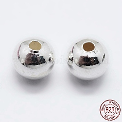925 perline in argento sterling, tondo, argento, 5mm, Foro: 1.5~1.6 mm