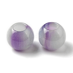 Perles européennes en alliage, perles à gros trous avec de la poudre de paillettes, ronde, violet, 13.5x13mm, Trou: 4mm