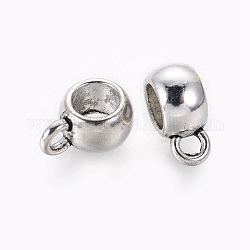 Tibetan Style Tube Bails, Loop Bails, Bail Beads, Rondelle, Cadmium Free & Nickel Free & Lead Free, Antique Silver, 10.5x7.5x5mm, Hole: 2mm.