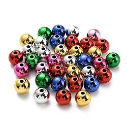 Uv perles acryliques de placage, iridescent, ronde, couleur mixte, 10x9mm, Trou: 2mm