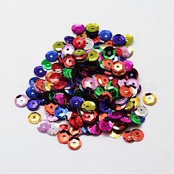 Perline paillette plastico, semi-coppa perline paillettes, foro centrale, colore misto, 10x0.5mm, Foro: 1 mm