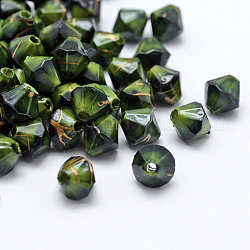 Perles acryliques d'effilage, peint à la bombe, Toupie, verte, 7.5x7.5mm, Trou: 1.5mm