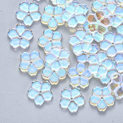 Transparente Glasperlen, ab Farbe plattiert, Blume, klar ab, 11.5x12x2.5 mm, Bohrung: 1 mm