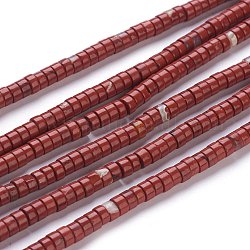 Rosso naturale perline di diaspro fili, perline Heishi, Rotondo piatto / disco, 4~4.5x2.5mm, Foro: 0.7 mm, circa 167pcs/filo, 15.43 pollice (39.2 cm)