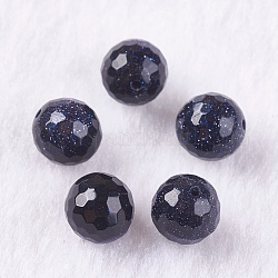 Perle sintetiche Goldstone blu, mezzo forato, tondo, sfaccettato (128 sfaccettatura), 8mm, Foro: 1.2 mm