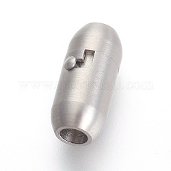 304 fermoirs magnétiques à tube de verrouillage en acier inoxydable, Style mat, ovale, couleur inoxydable, 18x8mm, Trou: 4mm