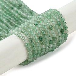 Verde naturale quarzo fragola fili di perline, sfaccettato, tondo, 3mm, Foro: 0.7 mm, circa 124~126pcs/filo, 15.43'' (39.2 cm)