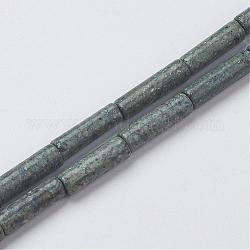 Natürliche Serpentin / grüne Spitze Stein Perlen Stränge, Tube, 13~14x3.5~5 mm, Bohrung: 1 mm, ca. 29 Stk. / Strang, 15.1~15.7 Zoll (385~400 mm)