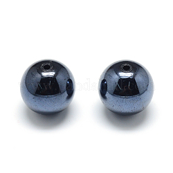 Perles en acrylique de style perlé de cuisson de peinture, ronde, noir, 14mm, Trou: 2mm, environ 320 pcs/500 g